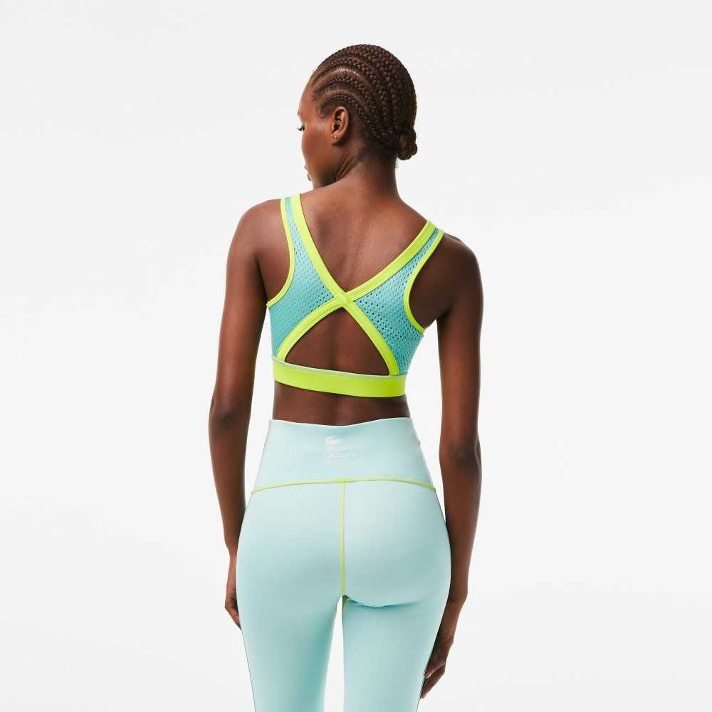 Lacoste SPORT Ultra-Dry Recycled Polyester Sports Bra Yellow / Green | LCZ-173980