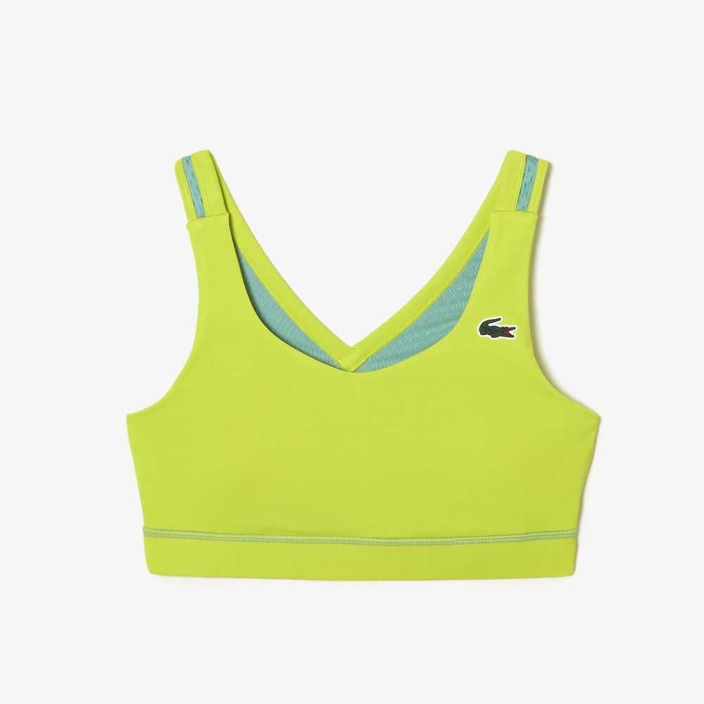 Lacoste SPORT Ultra-Dry Recycled Polyester Sports Bra Yellow / Green | LCZ-173980