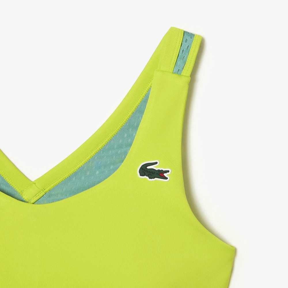 Lacoste SPORT Ultra-Dry Recycled Polyester Sports Bra Yellow / Green | LCZ-173980