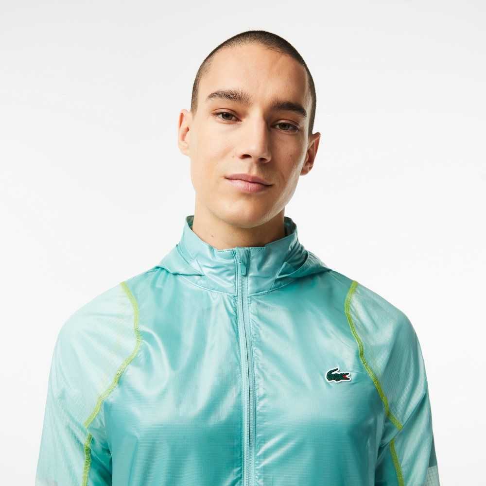 Lacoste SPORT Waterproof Hooded Windbreaker Mint | RIA-301425