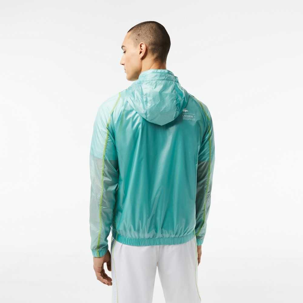 Lacoste SPORT Waterproof Hooded Windbreaker Mint | RIA-301425