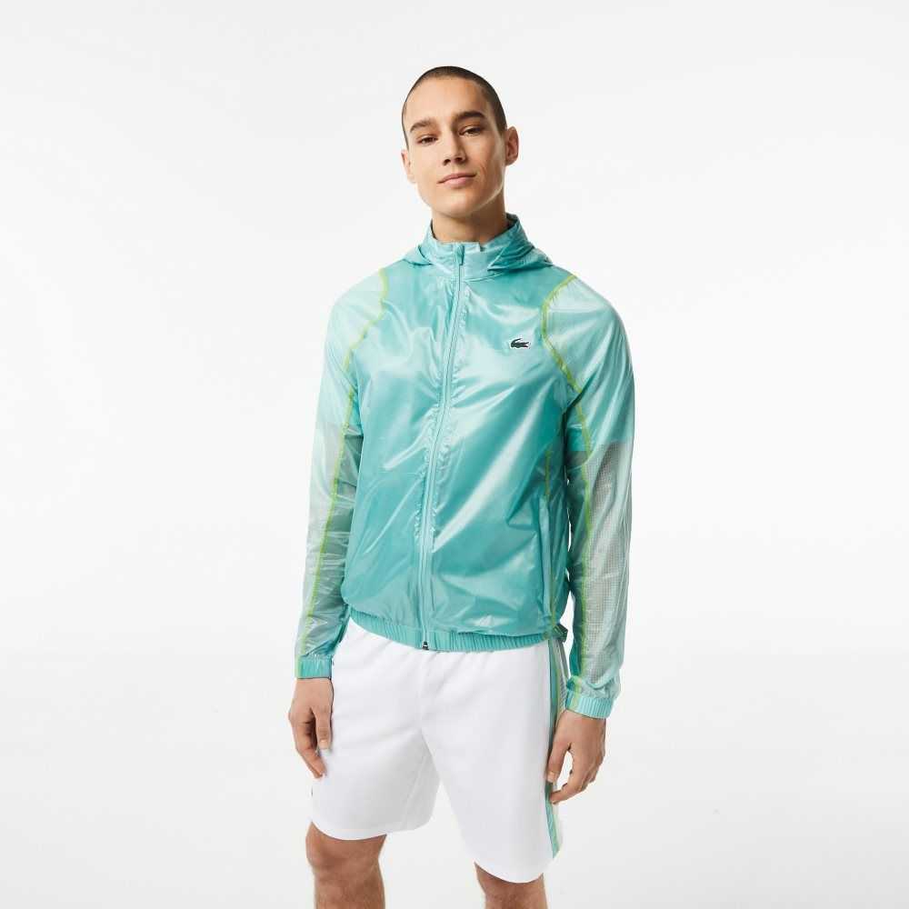 Lacoste SPORT Waterproof Hooded Windbreaker Mint | RIA-301425