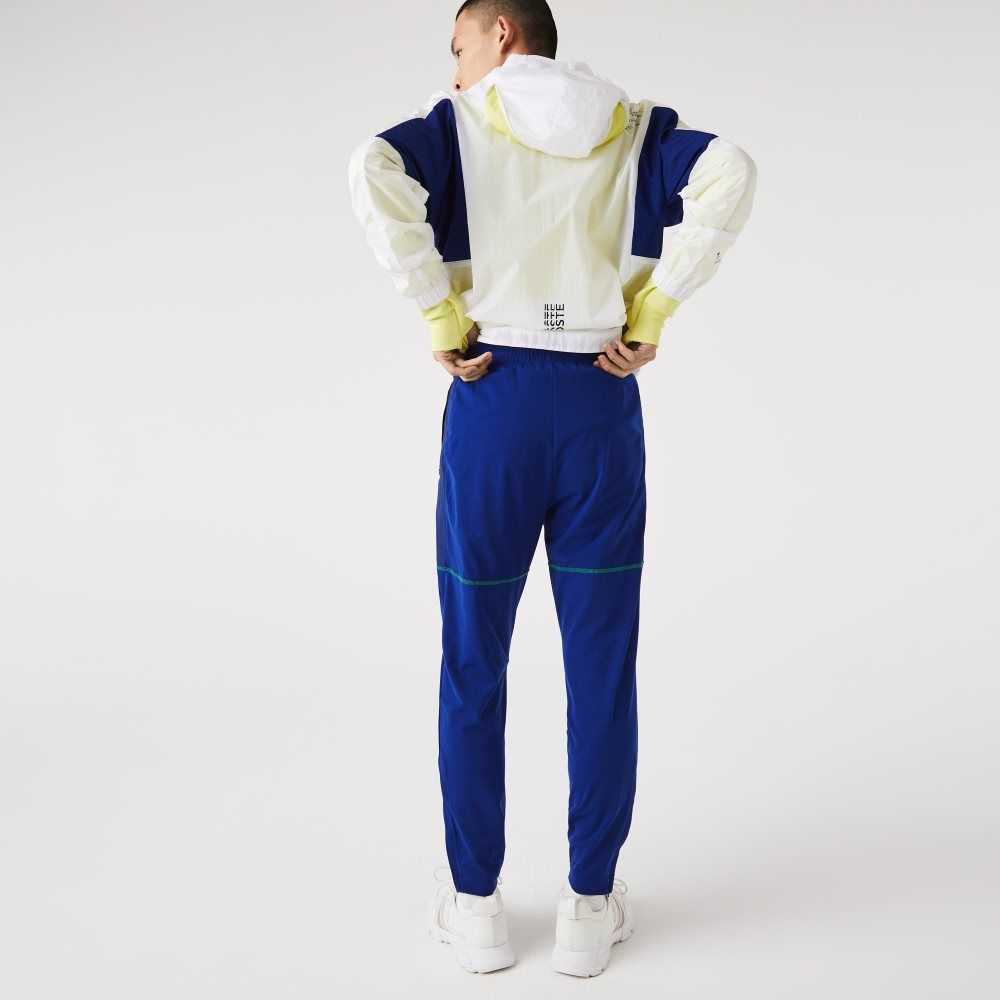 Lacoste SPORT Zip Pockets Tapered Tracksuit Pants Blue / White | KVJ-478952