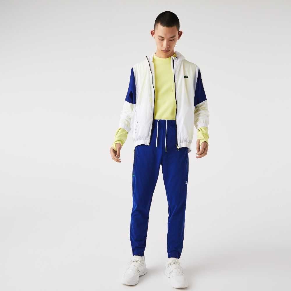 Lacoste SPORT Zip Pockets Tapered Tracksuit Pants Blue / White | KVJ-478952