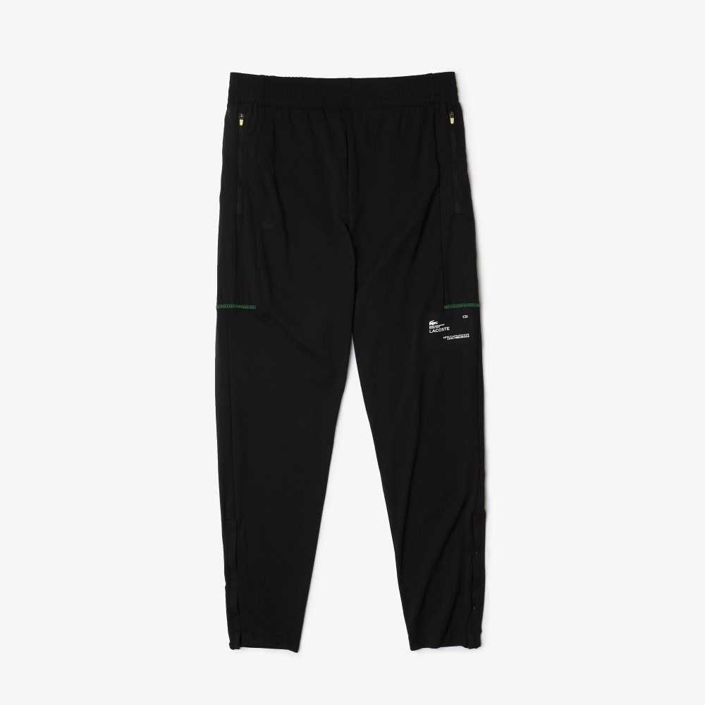 Lacoste SPORT Zip Pockets Tapered Tracksuit Pants Black / White | VQK-768534