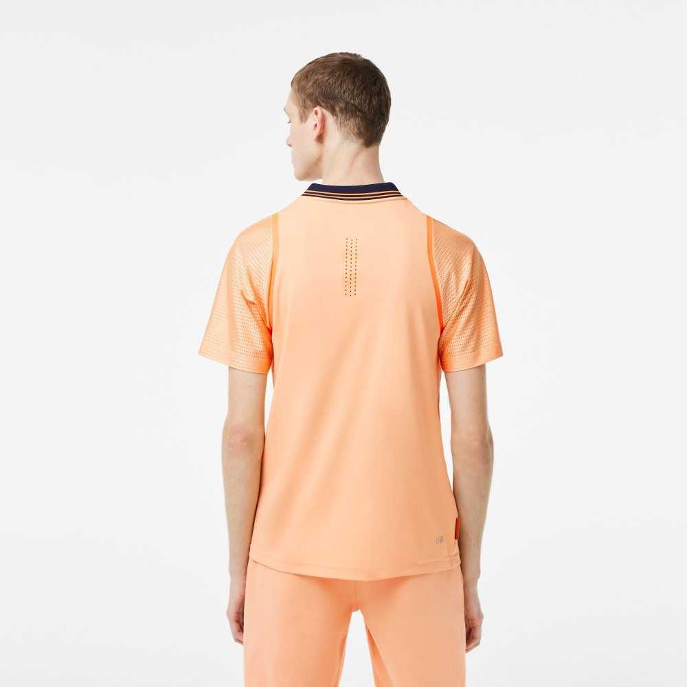 Lacoste SPORT x Daniil Medvedev Roland Garros Edition Team Leader Polo Light Orange / Navy Blue | ITA-857103