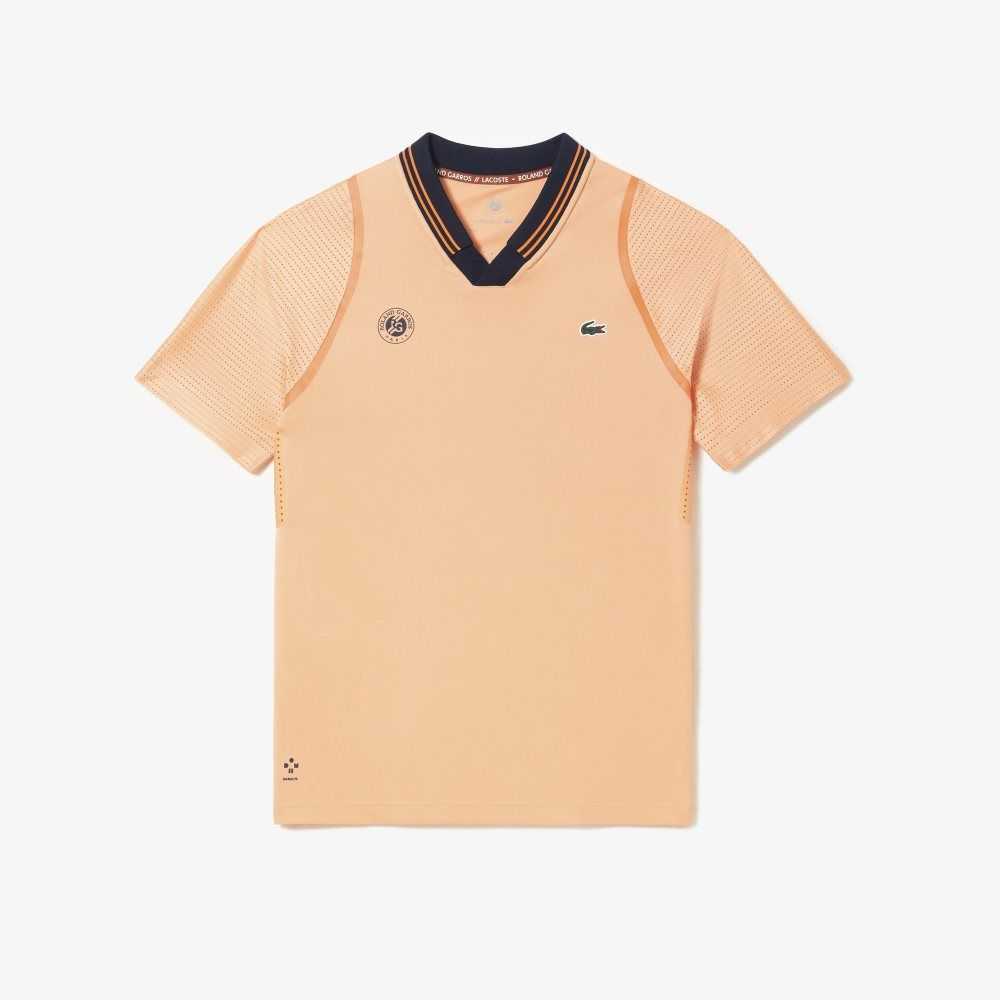 Lacoste SPORT x Daniil Medvedev Roland Garros Edition Team Leader Polo Light Orange / Navy Blue | ITA-857103