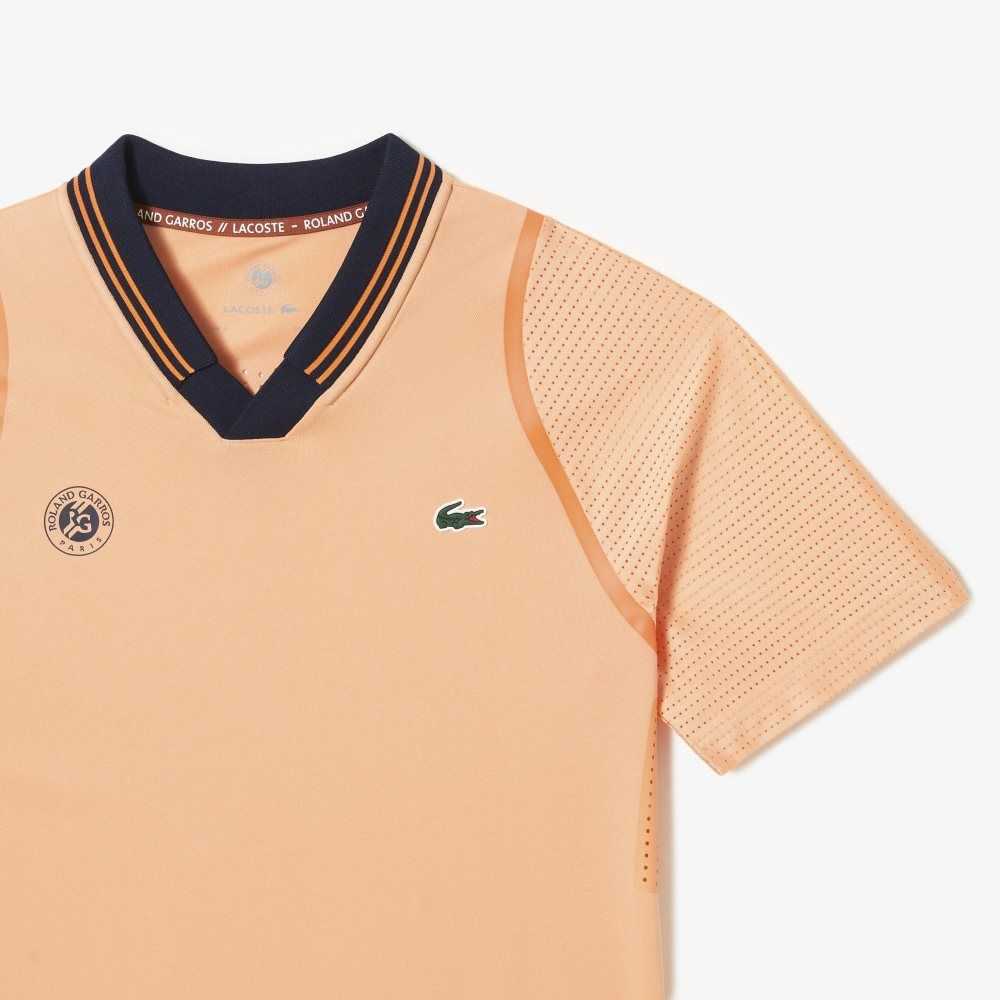 Lacoste SPORT x Daniil Medvedev Roland Garros Edition Team Leader Polo Light Orange / Navy Blue | ITA-857103