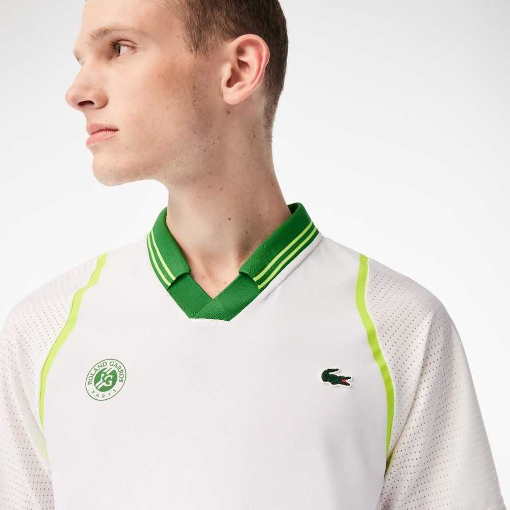 Lacoste SPORT x Daniil Medvedev Roland Garros Edition Team Leader Polo White / Green | YNU-235810