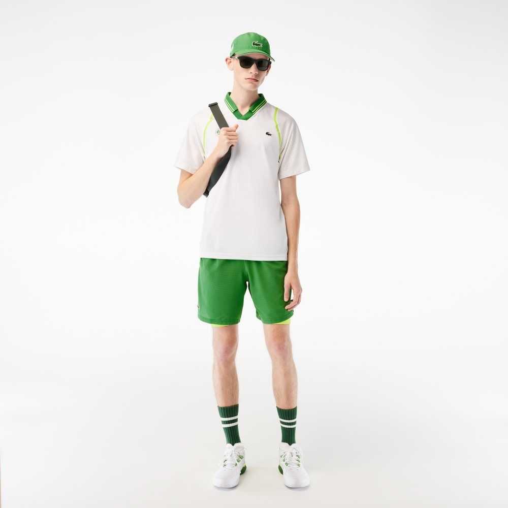 Lacoste SPORT x Daniil Medvedev Roland Garros Edition Team Leader Polo White / Green | YNU-235810