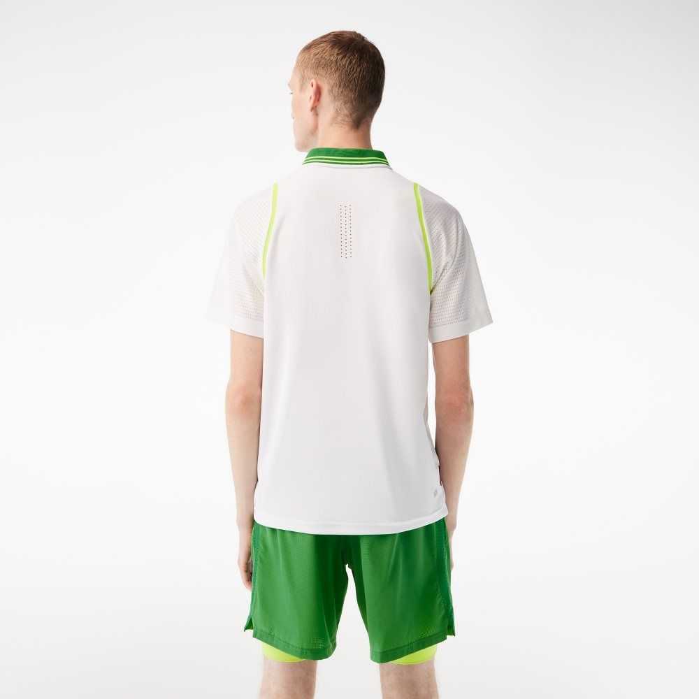 Lacoste SPORT x Daniil Medvedev Roland Garros Edition Team Leader Polo White / Green | YNU-235810