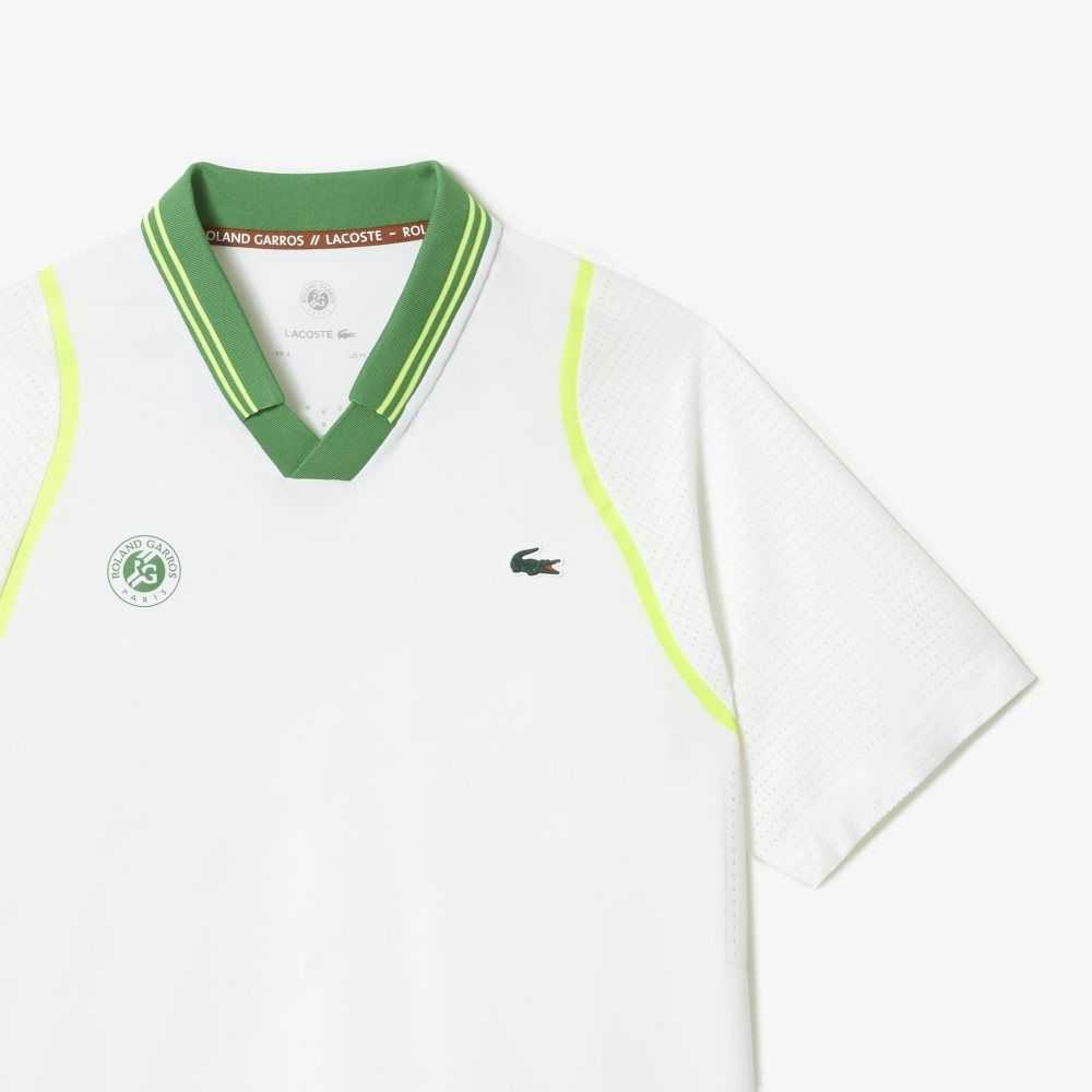 Lacoste SPORT x Daniil Medvedev Roland Garros Edition Team Leader Polo White / Green | YNU-235810