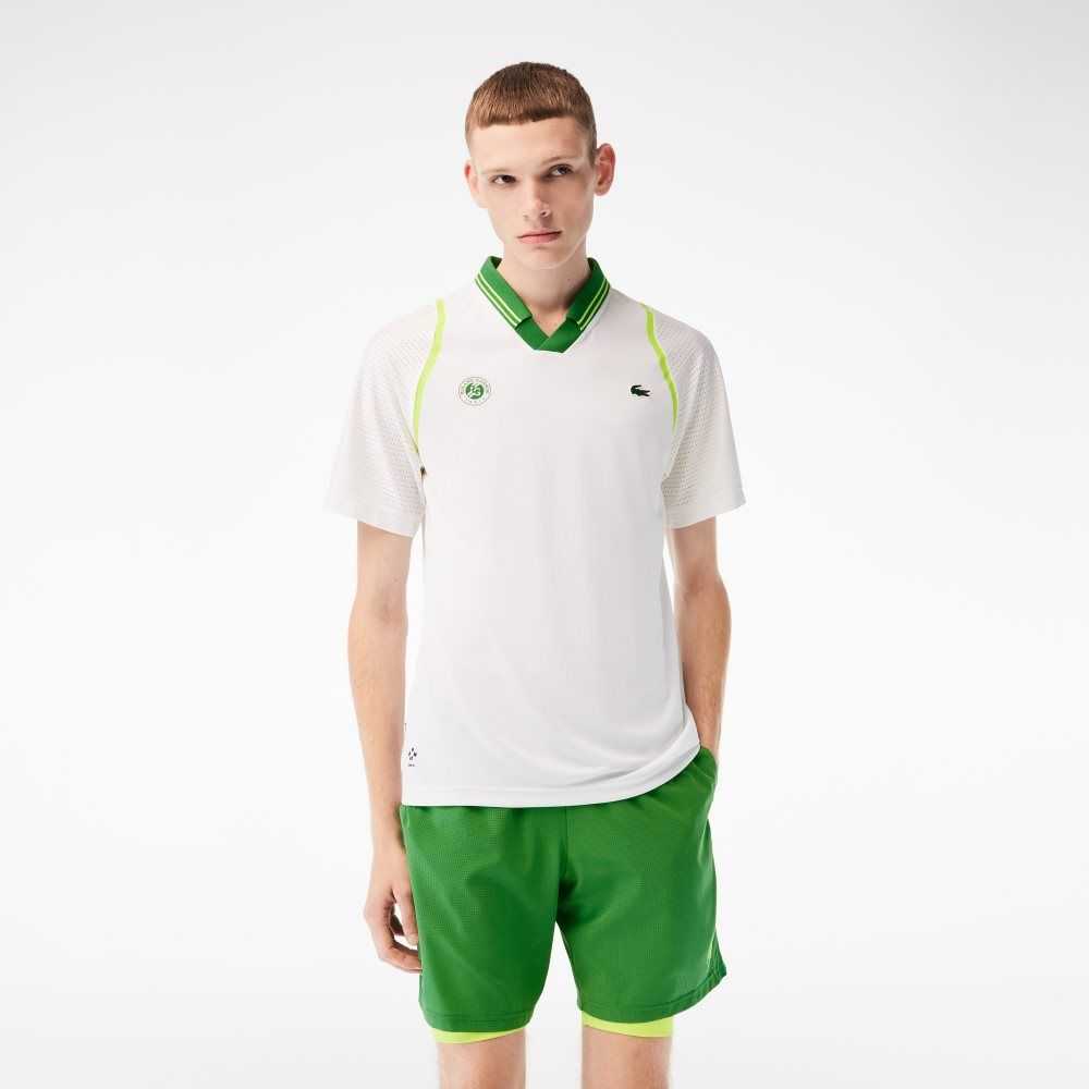 Lacoste SPORT x Daniil Medvedev Roland Garros Edition Team Leader Polo White / Green | YNU-235810