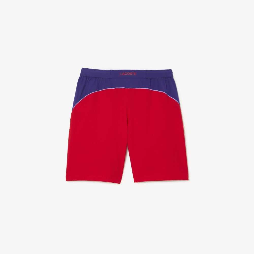 Lacoste SPORT x Novak Djokovic Color-Block Shorts Red / Purple | RUP-610425