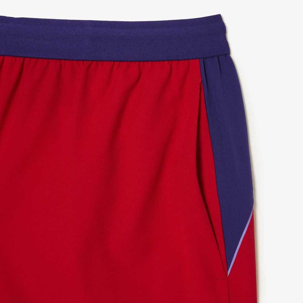 Lacoste SPORT x Novak Djokovic Color-Block Shorts Red / Purple | RUP-610425