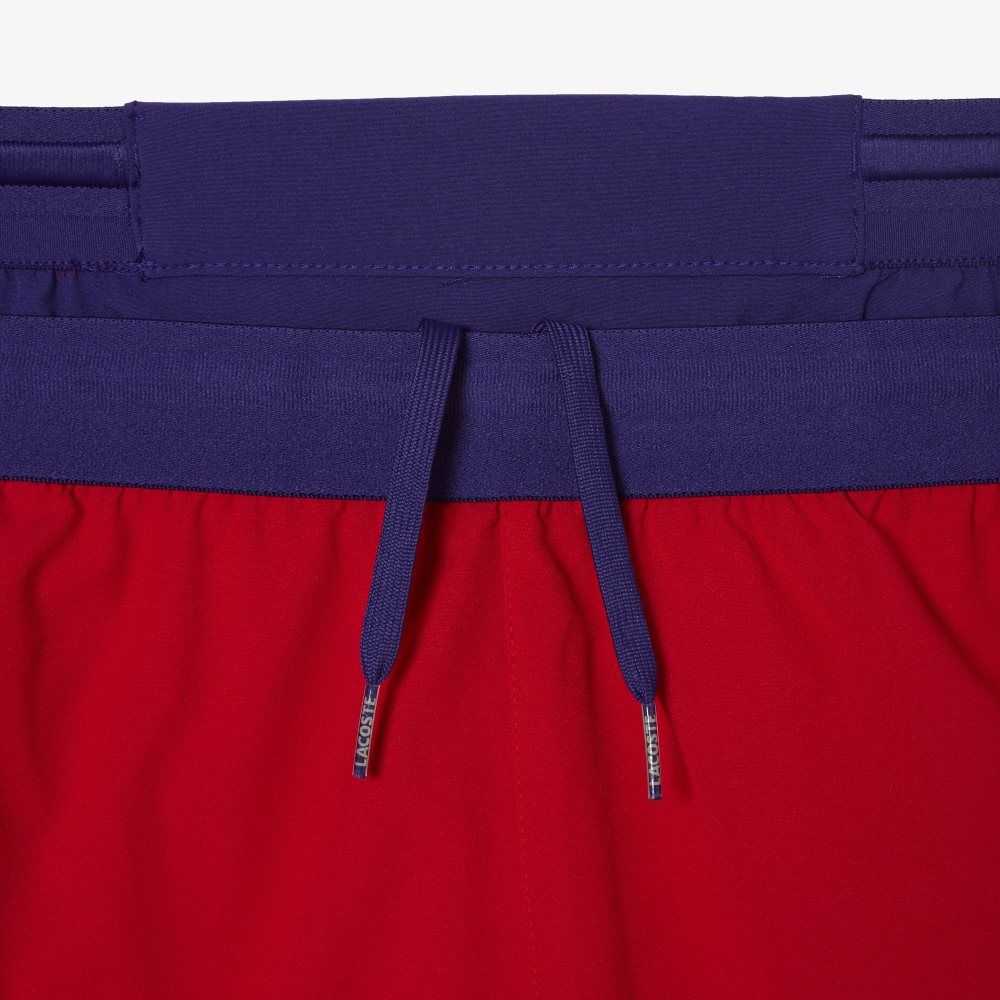 Lacoste SPORT x Novak Djokovic Color-Block Shorts Red / Purple | RUP-610425