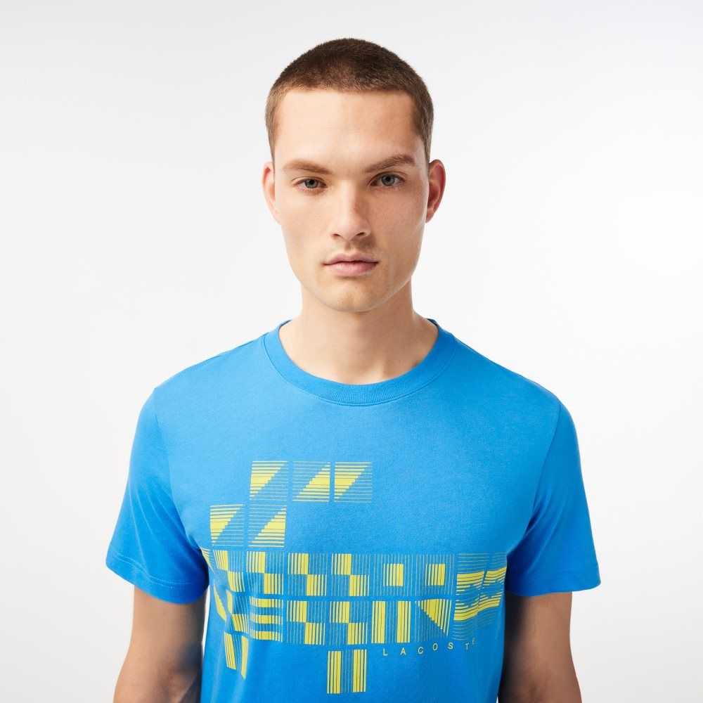 Lacoste SPORT x Novak Djokovic Printed T-Shirt Blue | AXI-963502