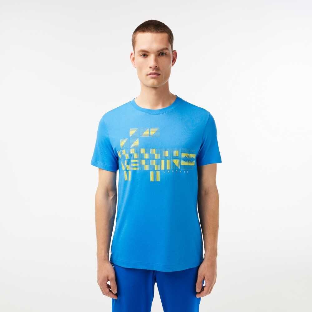 Lacoste SPORT x Novak Djokovic Printed T-Shirt Blue | AXI-963502