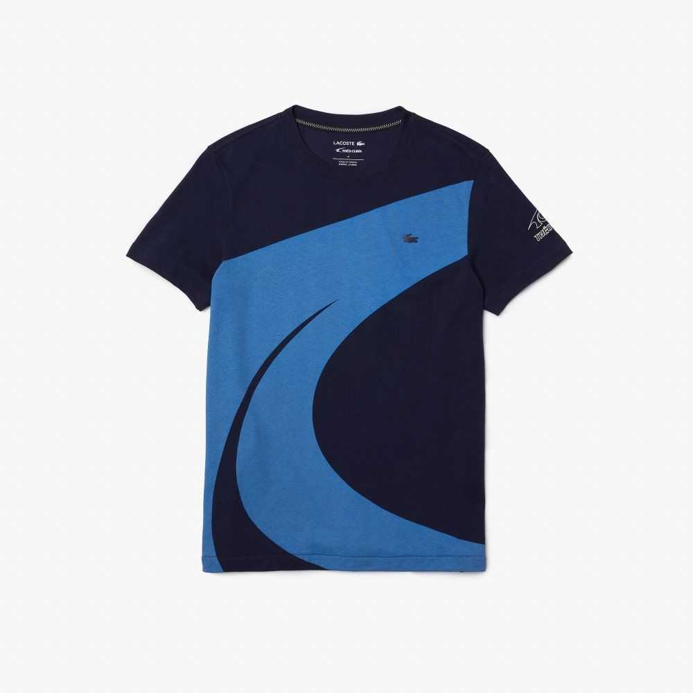 Lacoste SPORT x Theo Curin Graphic Jersey T-Shirt Navy Blue / Blue / White | HGN-317462