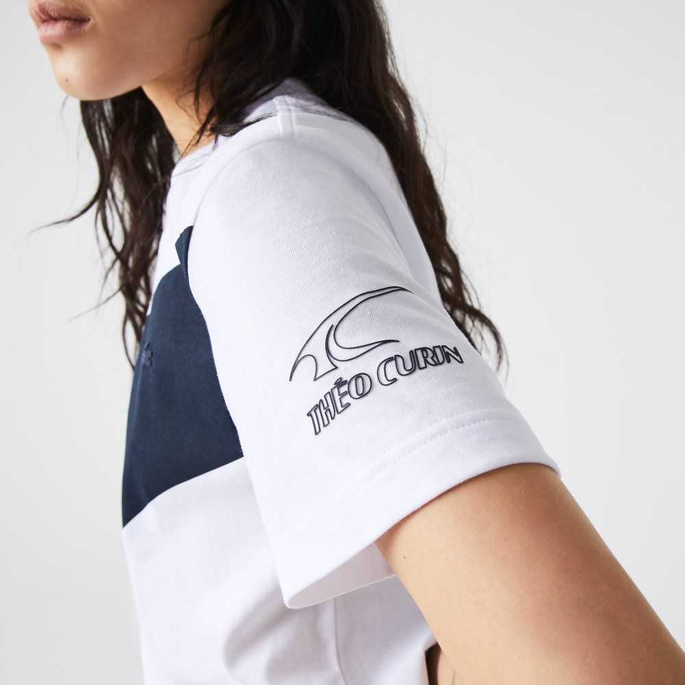 Lacoste SPORT x Theo Curin Graphic Jersey T-Shirt White / Navy Blue | TDZ-174385