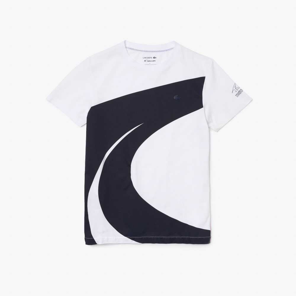 Lacoste SPORT x Theo Curin Graphic Jersey T-Shirt White / Navy Blue | TDZ-174385