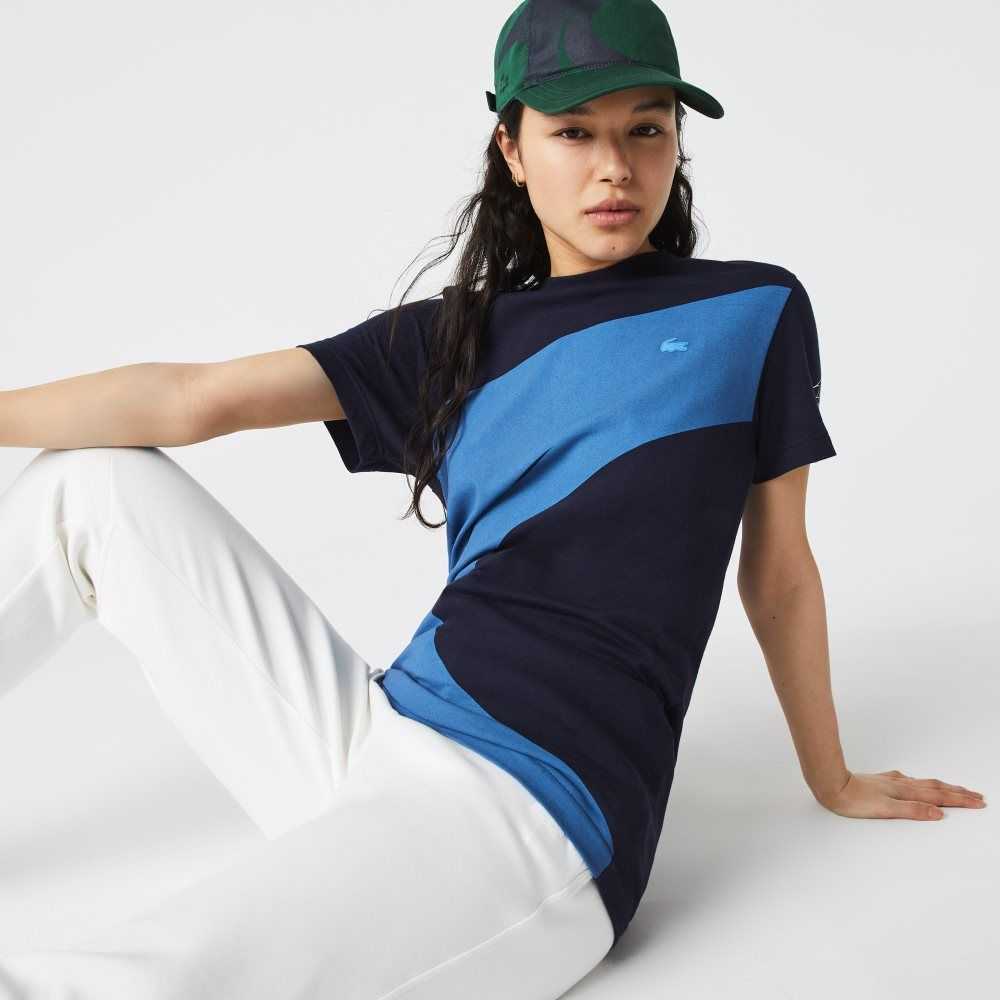 Lacoste SPORT x Theo Curin Graphic Jersey T-Shirt Navy Blue / Blue / White | VGM-542310