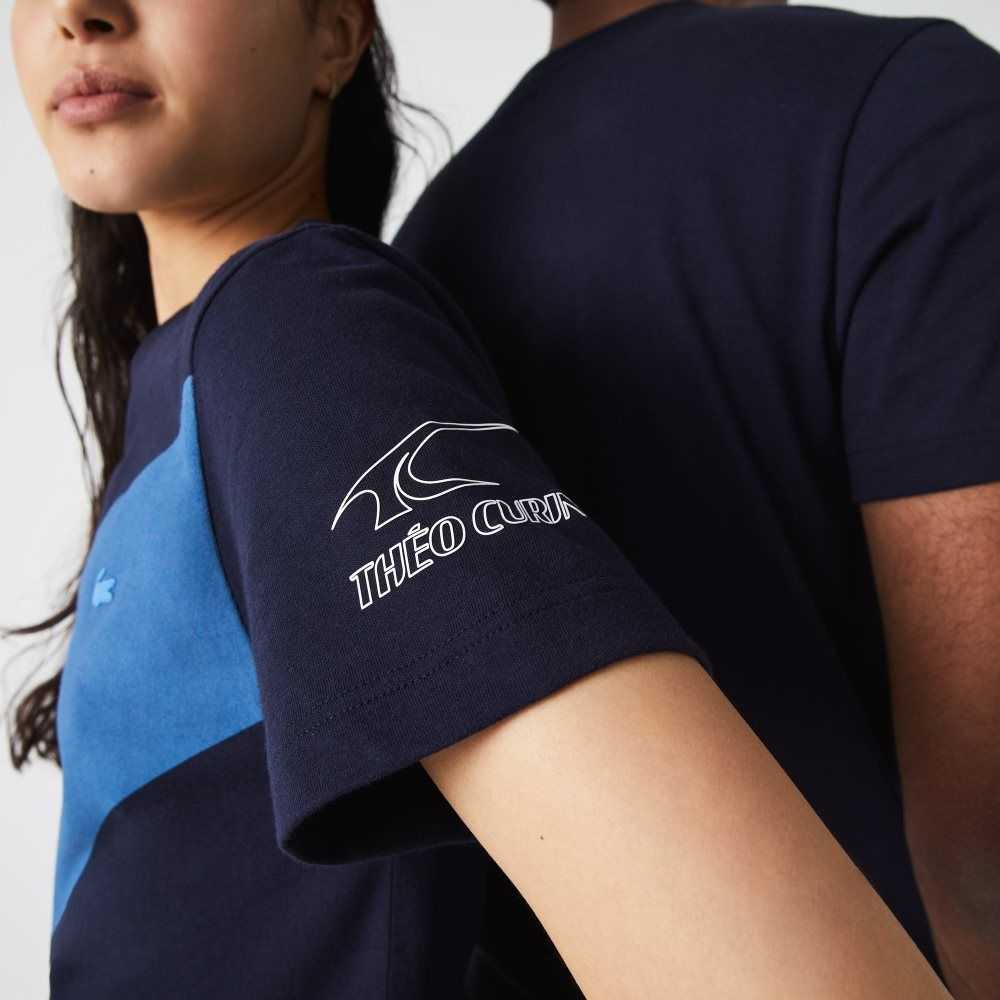 Lacoste SPORT x Theo Curin Graphic Jersey T-Shirt Navy Blue / Blue / White | VGM-542310