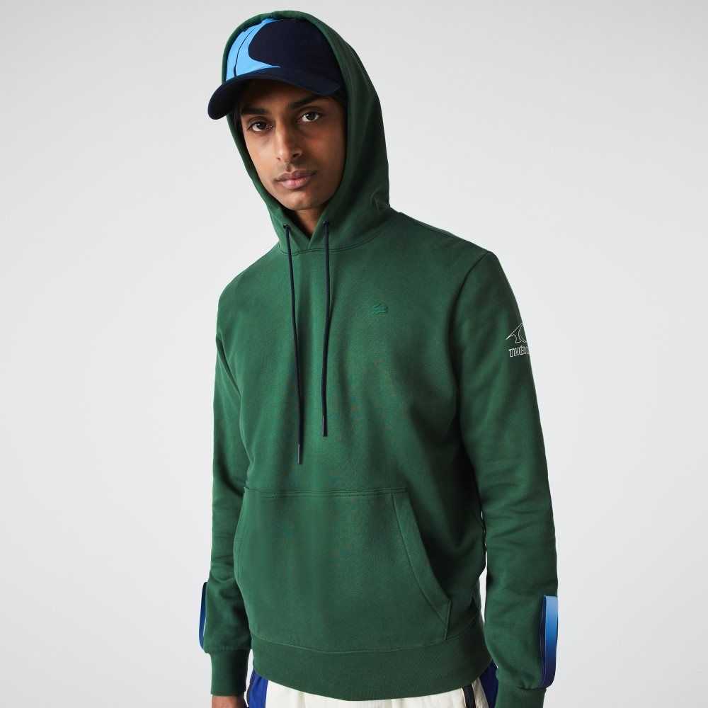 Lacoste SPORT x Theo Curin Organic Cotton Hoodie Green / Navy Blue | KHW-840673