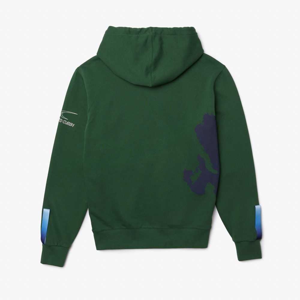 Lacoste SPORT x Theo Curin Organic Cotton Hoodie Green / Navy Blue | KHW-840673