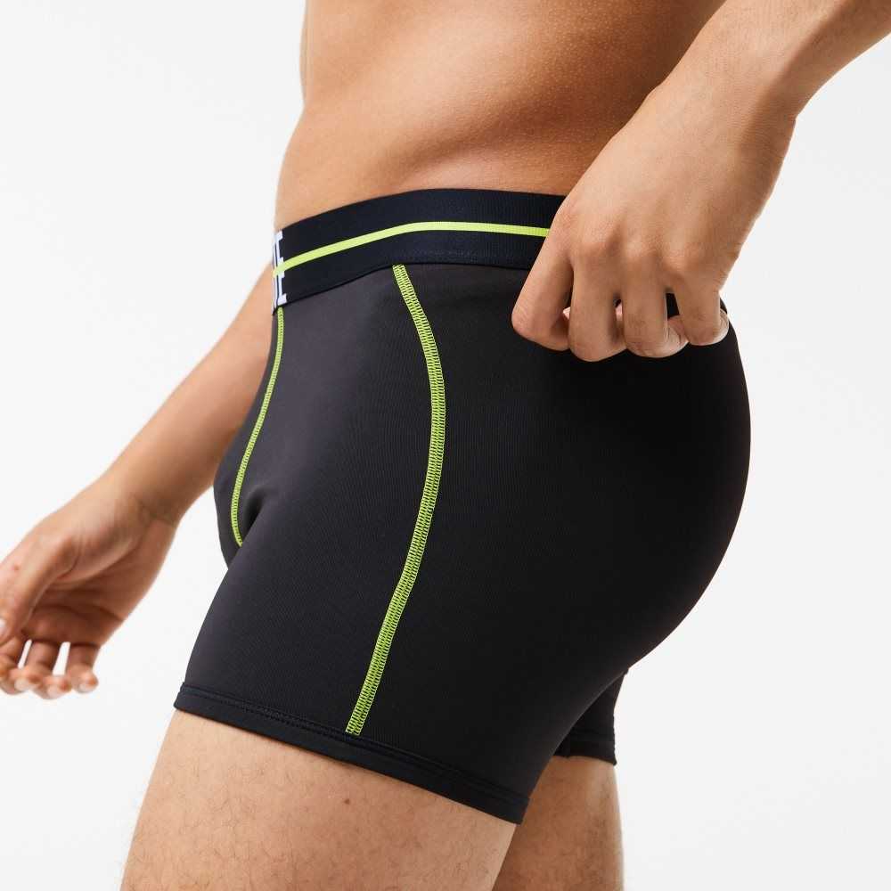 Lacoste Seamless Jersey Trunk Black / Yellow | WHK-674508