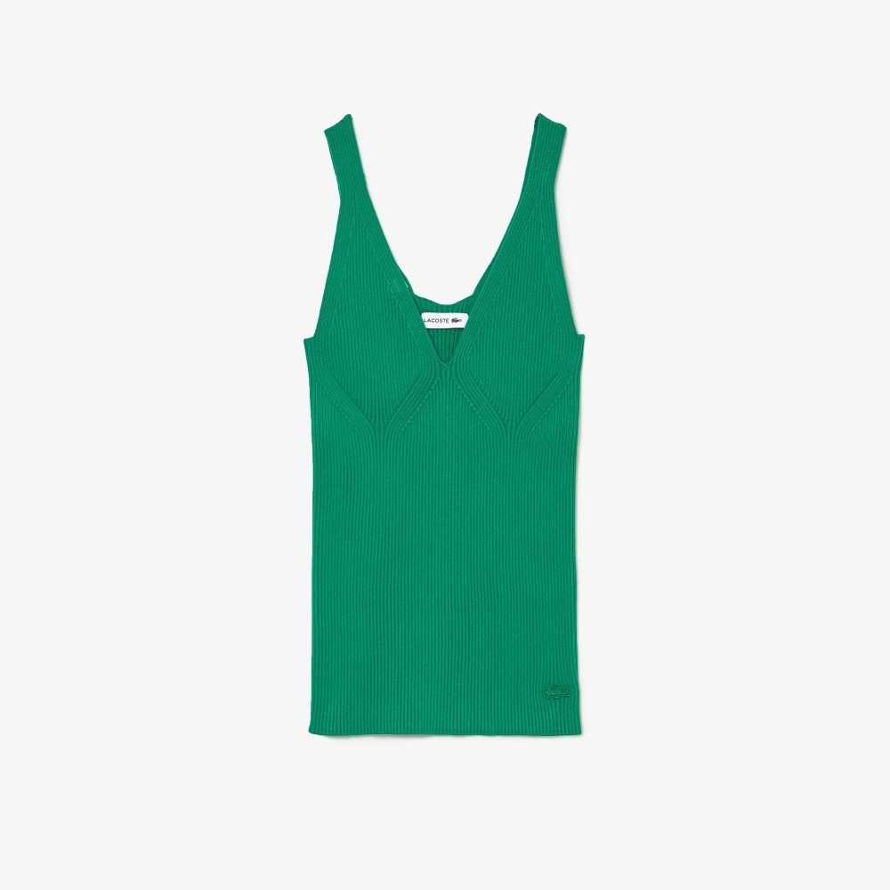 Lacoste Seamless Ribbed Knit Tank Top Green | APG-234875