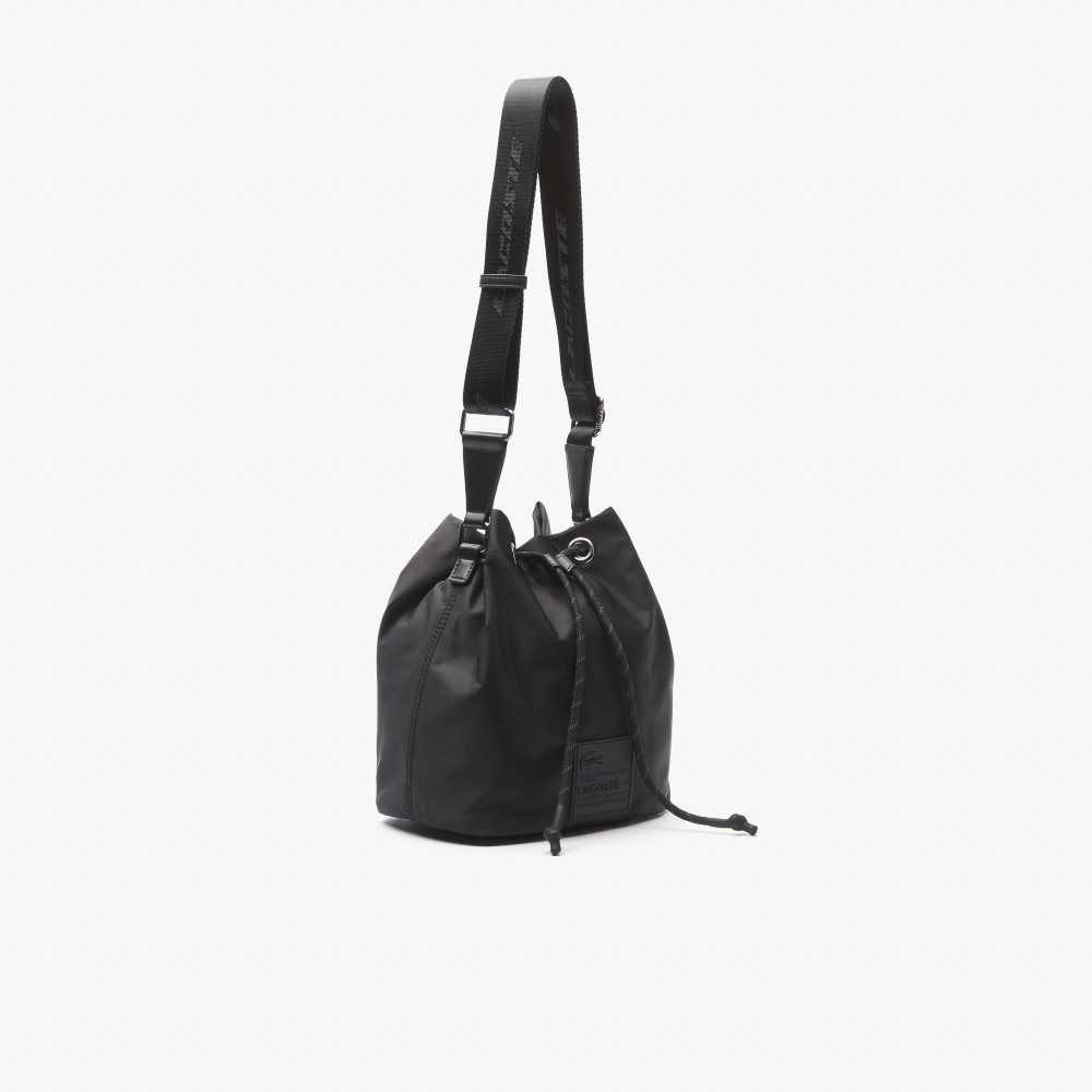 Lacoste Signature Patch Bucket Bag Black | XHZ-537091