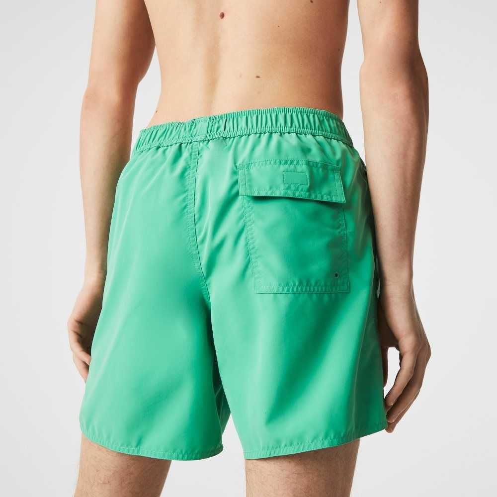 Lacoste Signature Print Light Swimming Trunks Green | DAW-706895