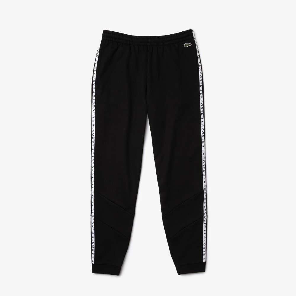 Lacoste Signature Striped Colorblock Fleece Jogging Pants Black | TVI-476350