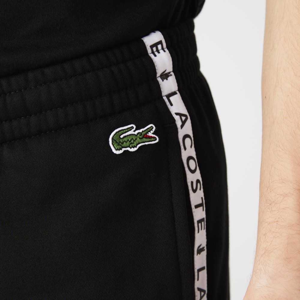 Lacoste Signature Striped Colorblock Fleece Jogging Pants Black | TVI-476350