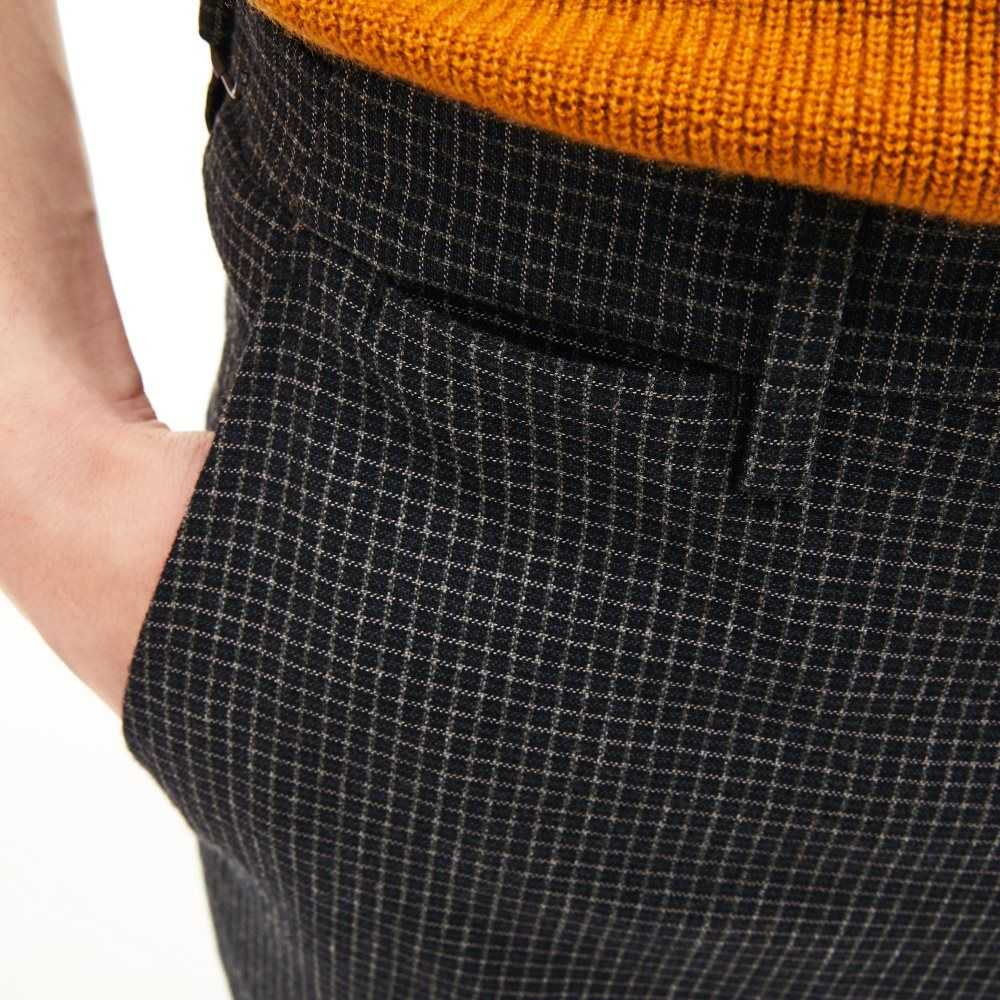 Lacoste Slim Fit Check Wool Blend Chino Pants Black / White | QJZ-176459