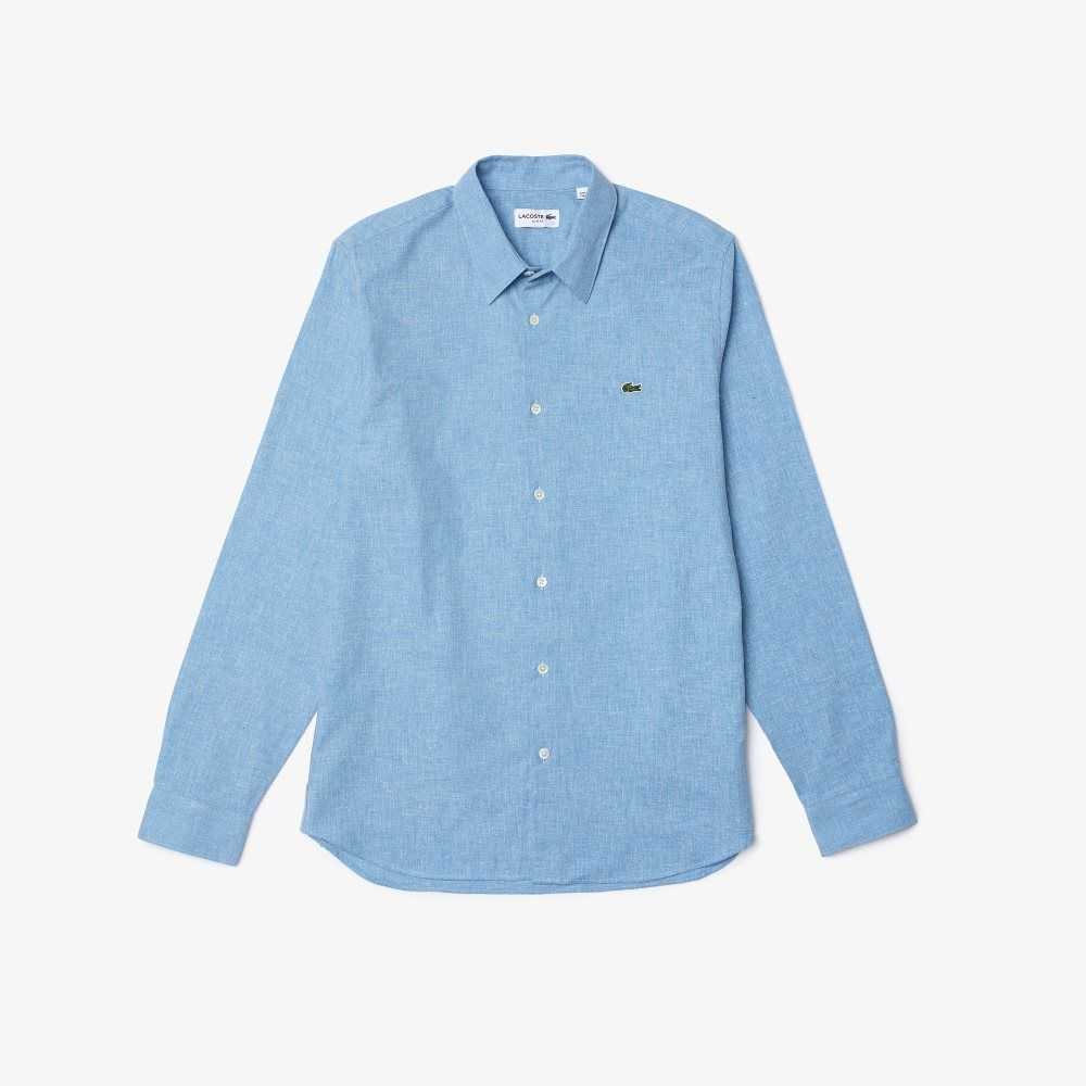 Lacoste Slim Fit Cotton Chambray Shirt Blue / White | INR-870245