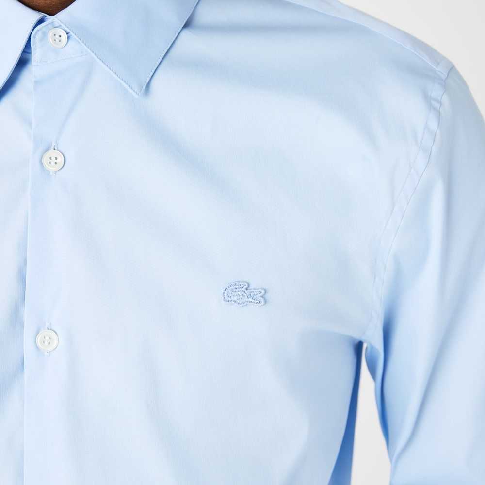 Lacoste Slim Fit French Collar Cotton Poplin Shirt Blue | IJA-604892