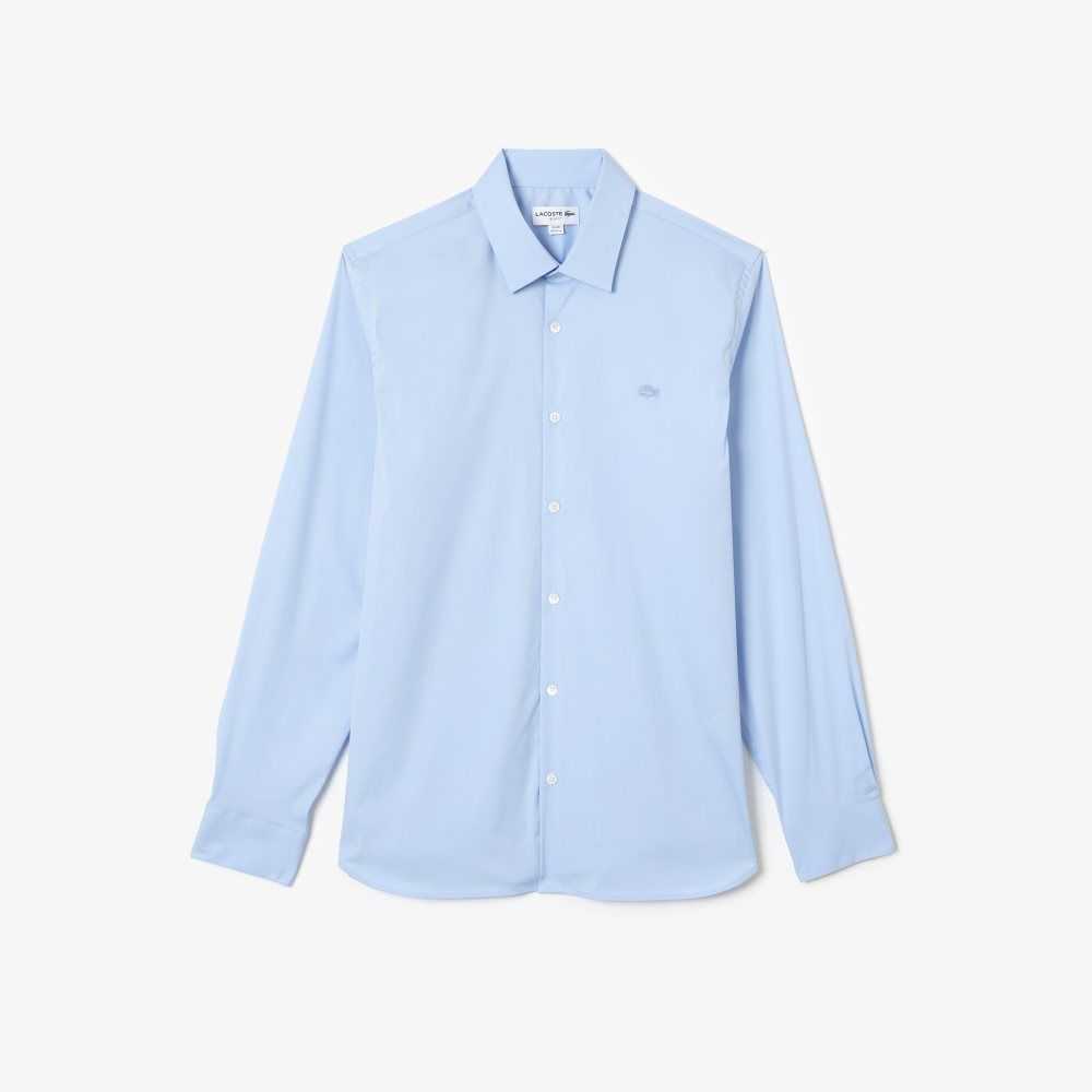 Lacoste Slim Fit French Collar Cotton Poplin Shirt Blue | IJA-604892