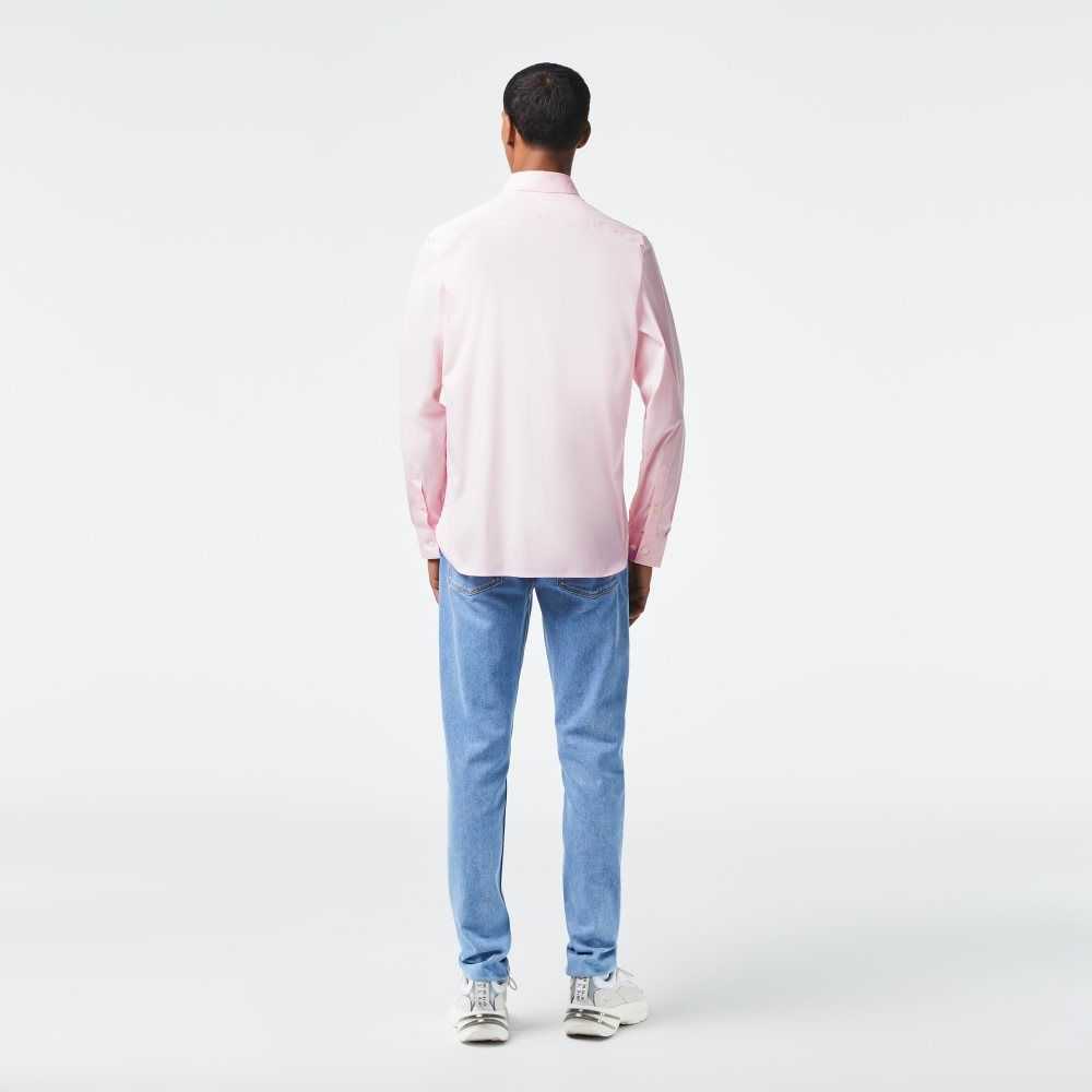 Lacoste Slim Fit French Collar Cotton Poplin Shirt Light Pink | QJE-472835