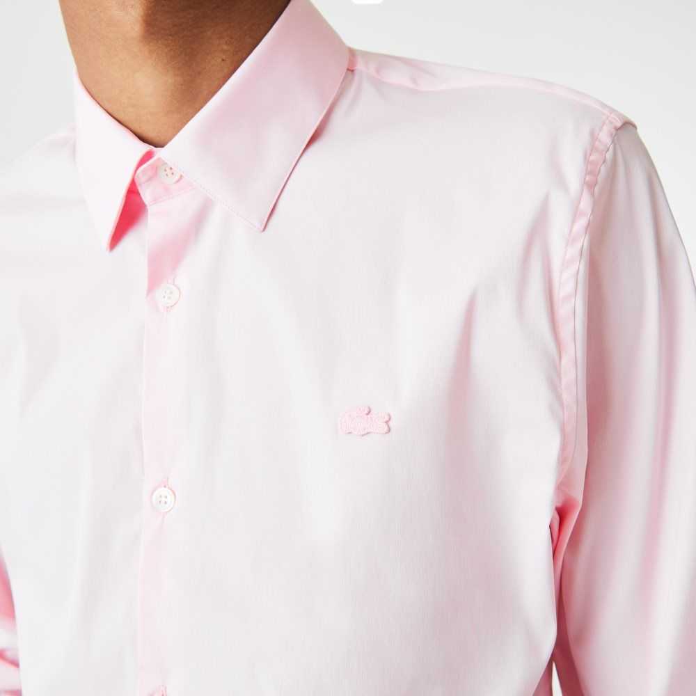 Lacoste Slim Fit French Collar Cotton Poplin Shirt Light Pink | QJE-472835