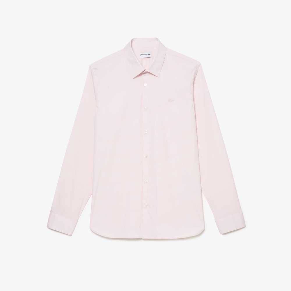 Lacoste Slim Fit French Collar Cotton Poplin Shirt Light Pink | QJE-472835