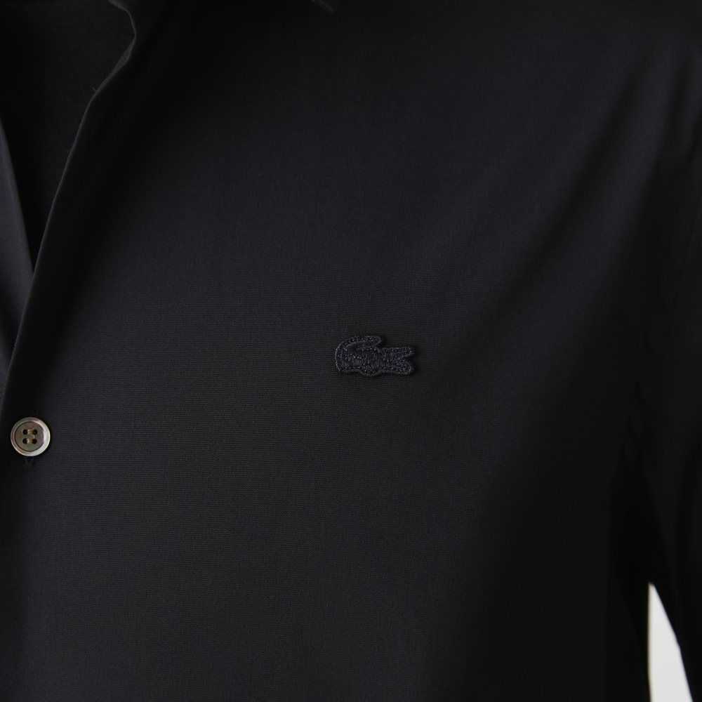 Lacoste Slim Fit French Collar Cotton Poplin Shirt Black | ZGO-839476