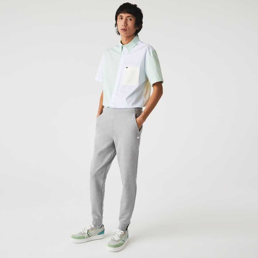 Lacoste Slim Fit Heathered Cotton Blend Tracksuit Pants Grey Chine | JBN-189206