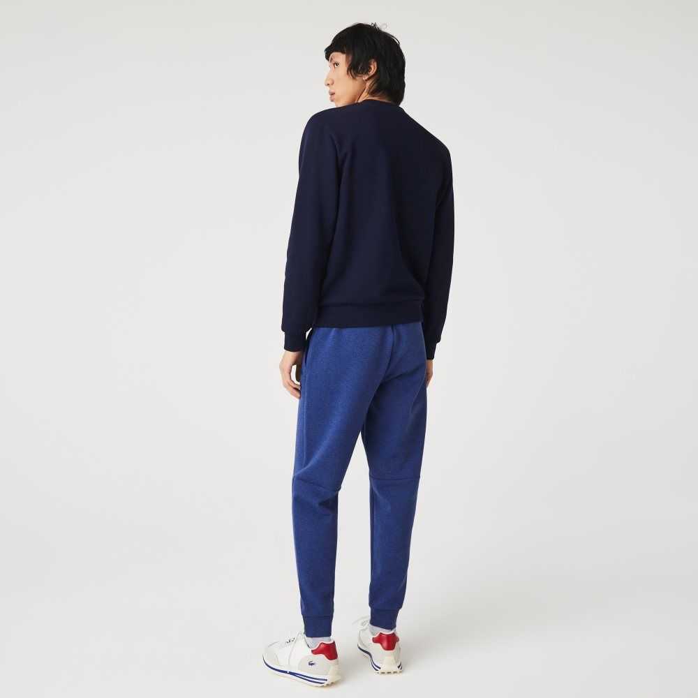 Lacoste Slim Fit Heathered Cotton Blend Tracksuit Pants Blue Chine | OKZ-458703