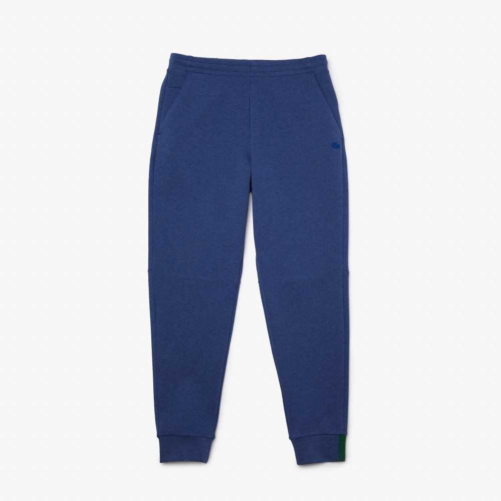 Lacoste Slim Fit Heathered Cotton Blend Tracksuit Pants Blue Chine | OKZ-458703