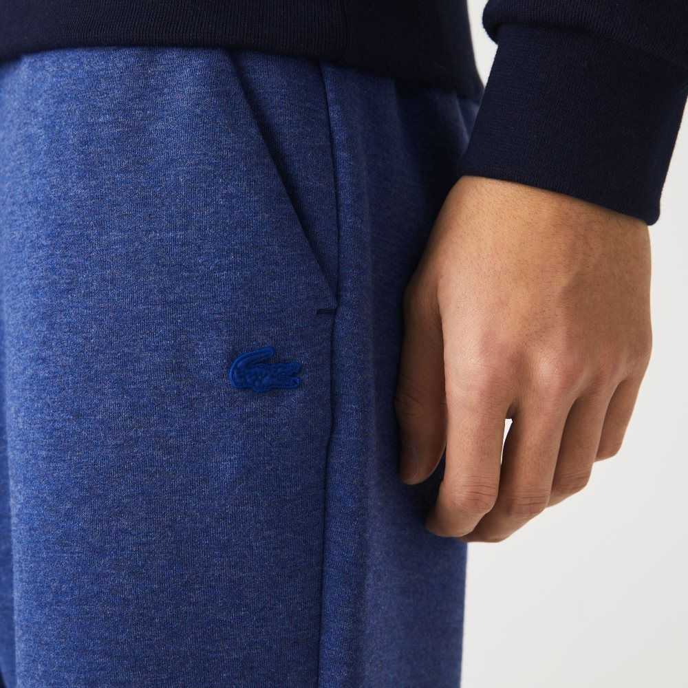 Lacoste Slim Fit Heathered Cotton Blend Tracksuit Pants Blue Chine | OKZ-458703