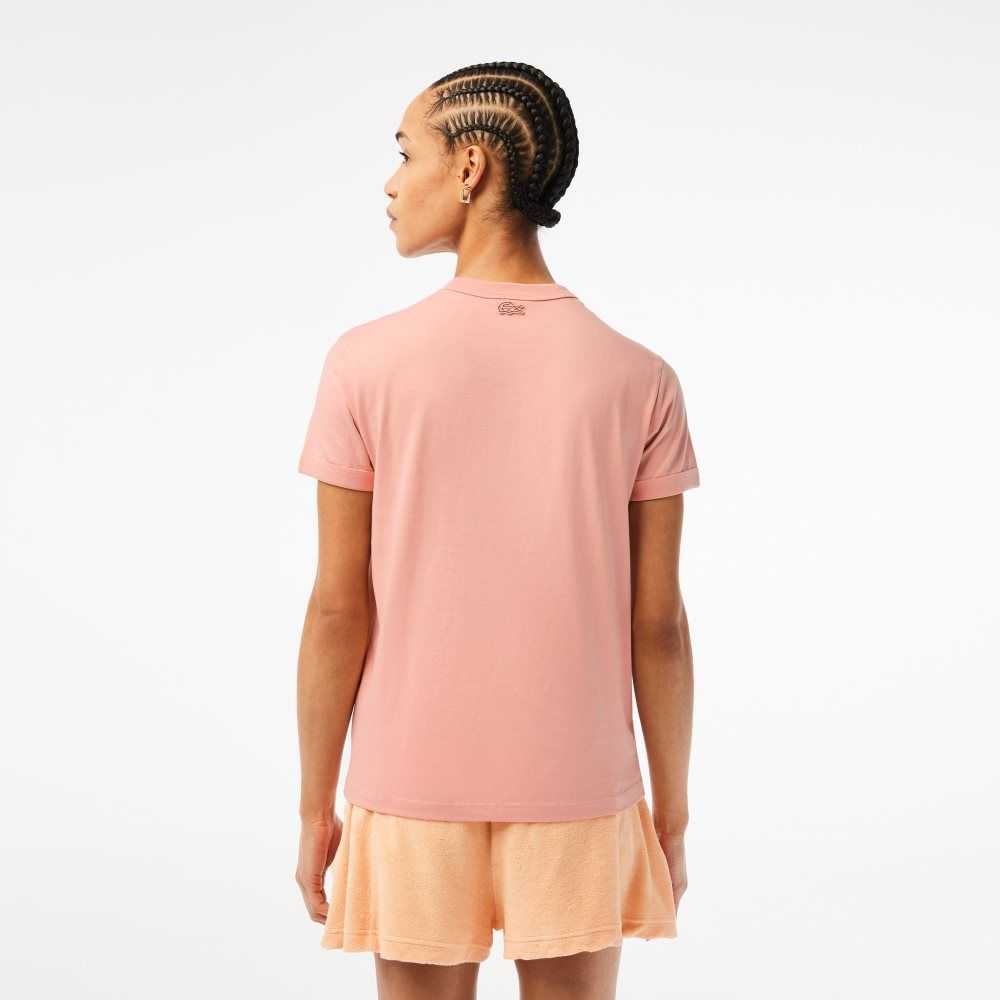 Lacoste Slim Fit Organic Cotton Jersey T-Shirt Light Pink | MOC-805471