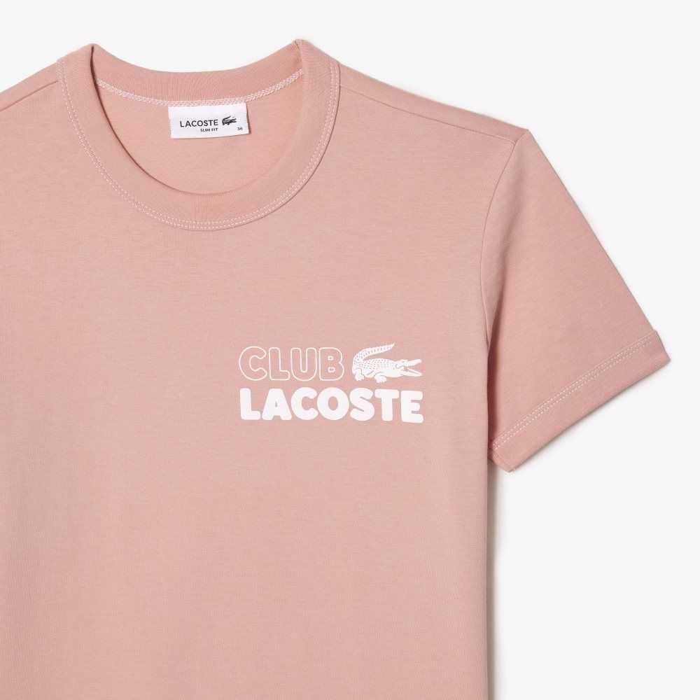 Lacoste Slim Fit Organic Cotton Jersey T-Shirt Light Pink | MOC-805471