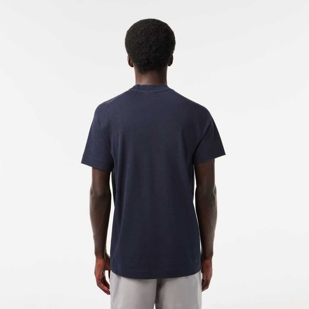 Lacoste Slim Fit Organic Cotton Pique T-Shirt Blue | HUA-715209